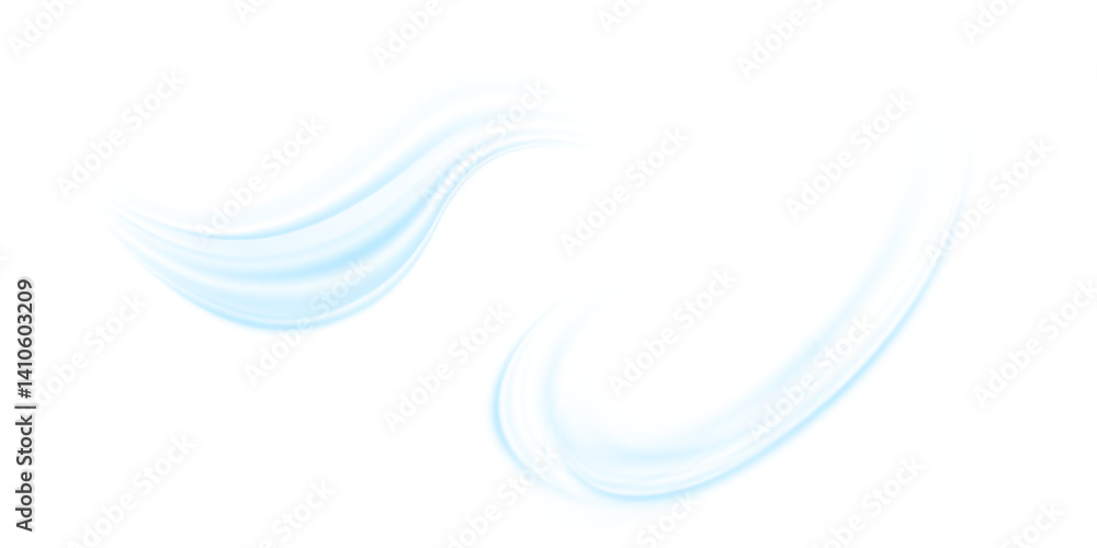 Poster air flow isolated png and vector isolated. effect of winter air and wind stream waves effect in blue