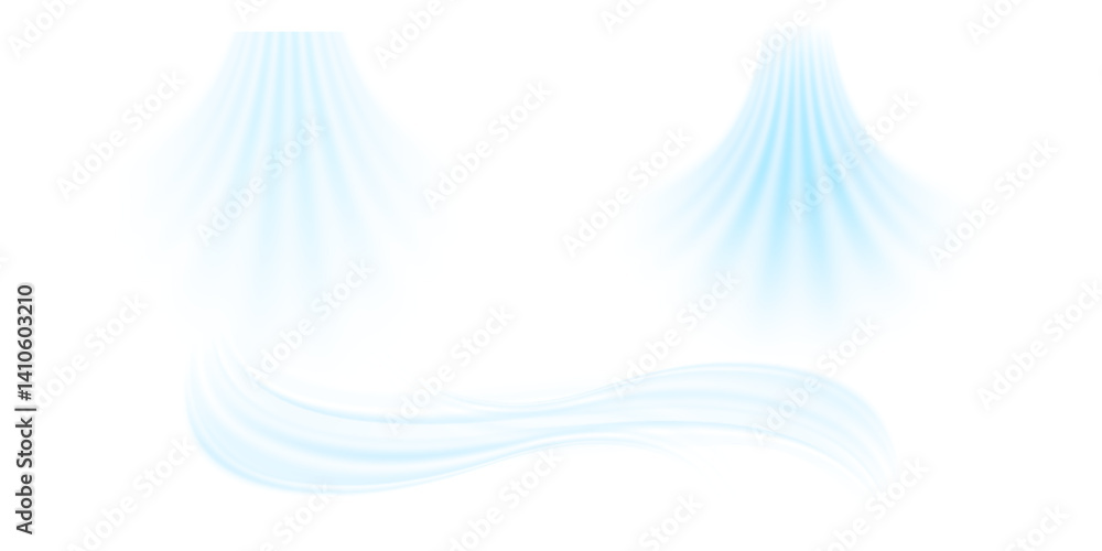 Aufkleber air flow isolated png and vector isolated. effect of winter air and wind stream waves effect in blue
