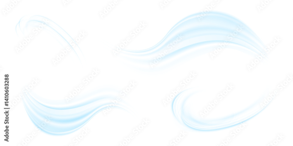 Poster air flow isolated png and vector isolated. effect of winter air and wind stream waves effect in blue