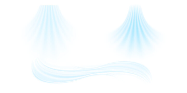Air flow Isolated PNG and vector isolated. Effect of winter air and wind stream waves effect in blue color.