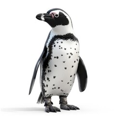Digitally rendered, adorable African penguin portrait.