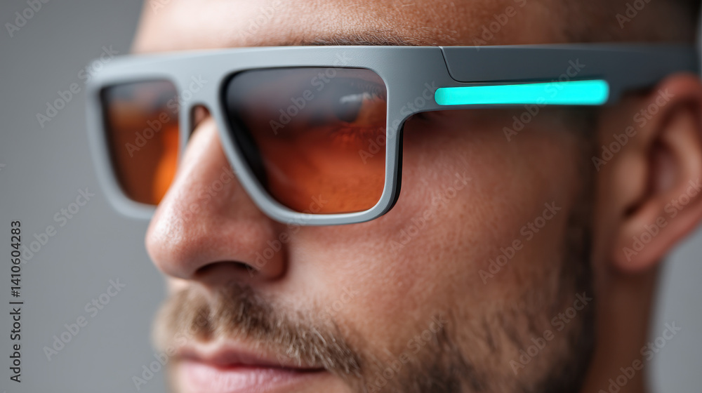 Poster futuristic wearable device features integrated ai voice assistant for seamless interaction and conne