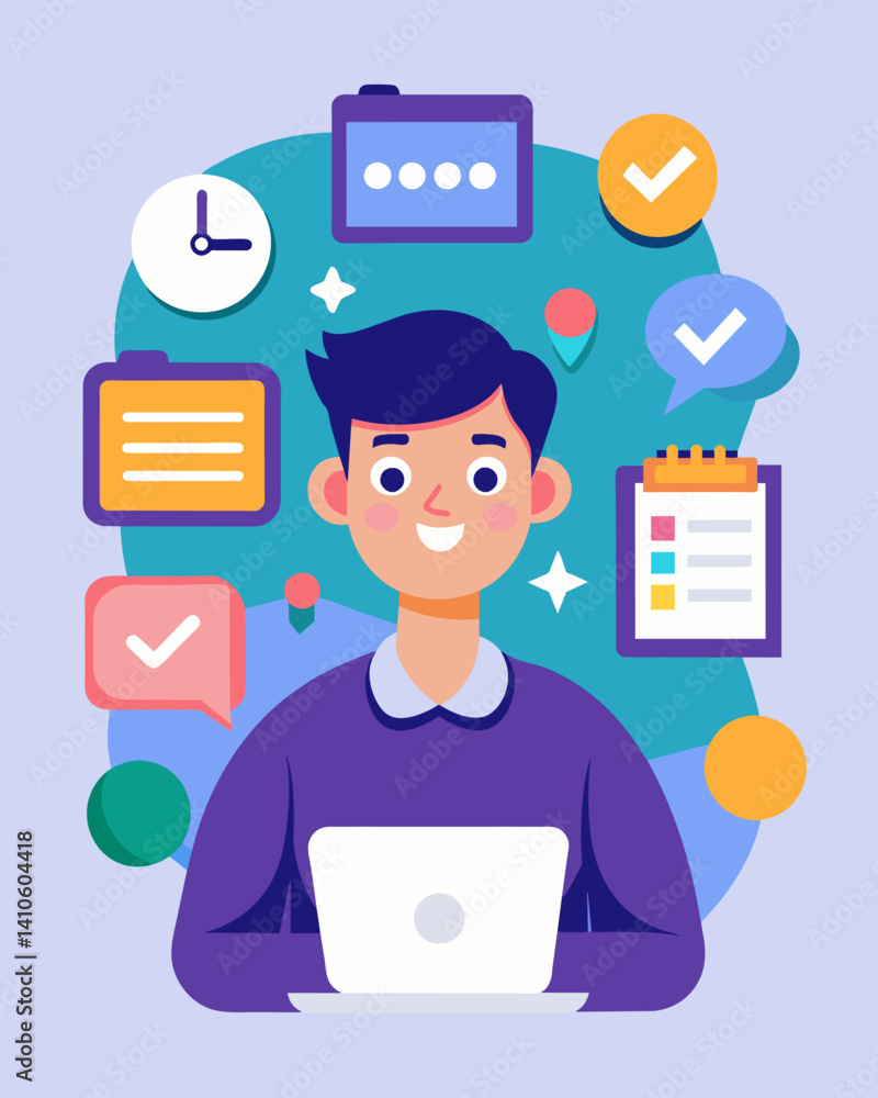 Poster a student uses their virtual assistant to set reminders answer questions and organize their schedule