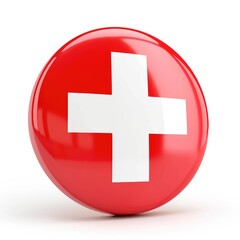 Obraz premium Red button shaped medical cross design.