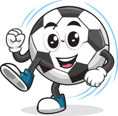 Fototapeta premium Happy soccer ball walking and smiling wearing glasses