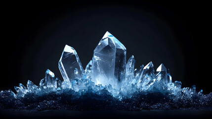Blue Crystal Cluster Against Dark Background