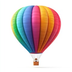 Fototapeta premium Colorful hot air balloon floats against a pure white background.