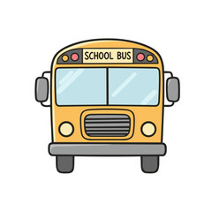 Cute cartoon school bus icon for children's educational materials, games, or transport-related apps. Perfect for illustrating back-to-school themes, travel, or daily school routines.