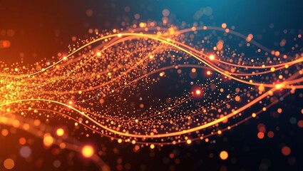 Obraz premium Glowing Particle Swarm Flowing in 3D Illustration