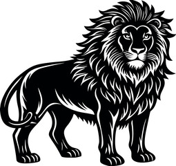 Standing Lion Profile Vector – Bold Jungle King Silhouette for Heraldry and Iconic Animal Design

