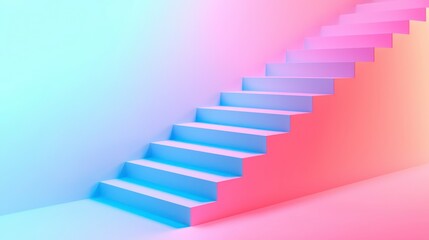 Obraz premium Pastel Pink and Blue Staircase - Abstract Modern Minimalist Background