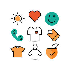 set of funny cartoon hearts