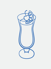 Hand-drawn cocktail Illustrations. Line art, ink, minimalist style. Vector illustration. Summer collection.