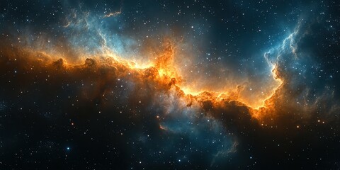 Fototapeta premium Vibrant cosmic nebula showcasing brilliant colors and star formations in deep space