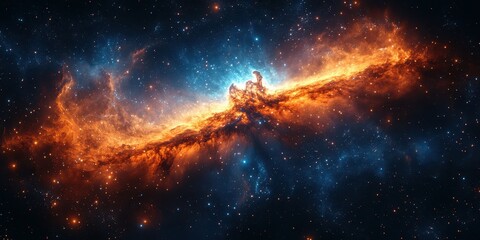 Fototapeta premium Colorful nebula illuminating the cosmos with vibrant hues and intricate patterns