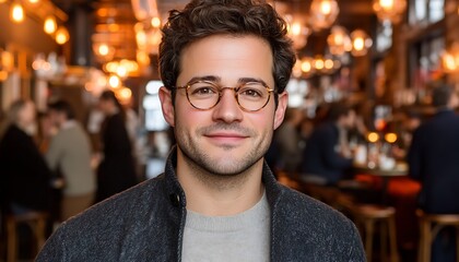 Fototapeta premium Man smiling in cafe