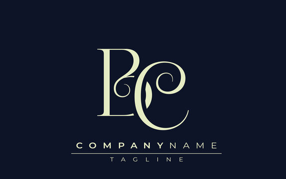 BC abstract Logo. Elegantly Designed Minimalist Monogram Logo with Stylish Lettering. Sophisticated and sleek minimalist monogram showcasing unique lettering design.