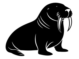 Fototapeta premium Walrus Silhouette Vector & SVG | Arctic Animal Clipart for Ocean Crafts, Kids Designs & Nature Decor