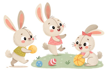 Fototapeta premium easter bunny and eggs on transparent background 