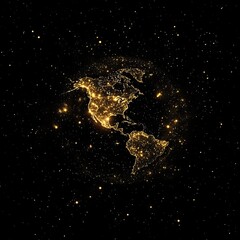 Fototapeta premium Earth at Night with Golden Lights.