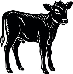 Baby Calf Silhouette Vector – Cute Farm Animal Clipart for Agriculture and Children’s Projects