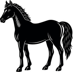 Standing Horse Silhouette Vector – Strong Farm Animal Illustration for Equestrian or Country Designs