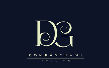 DG abstract Logo. Elegantly Designed Minimalist Monogram Logo with Stylish Lettering. Sophisticated and sleek minimalist monogram showcasing unique lettering design.