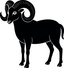 Ram Silhouette Vector – Horned Sheep Clipart for Zodiac Aries, Farm, or Mountain Wildlife Design