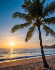 Tropical Sunset Glow in Relaxing Beach Photography Style
