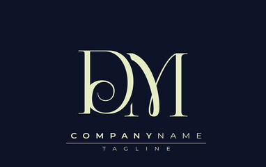 DM abstract Logo. Elegantly Designed Minimalist Monogram Logo with Stylish Lettering. Sophisticated and sleek minimalist monogram showcasing unique lettering design.