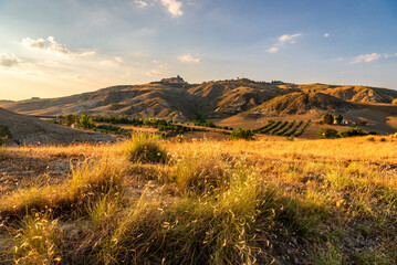 rural countryside landscape during a sunny summer day inside Val d'Agri, Basilicata