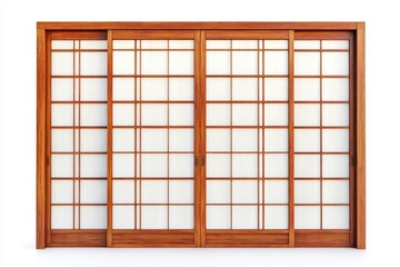 Wooden frame sliding doors isolated on white background