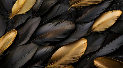 Abstract Gold And Black Feather Pattern Background