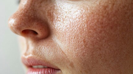Effects of high sugar consumption highlighted in facial close-up with visible wrinkles and dull complexion