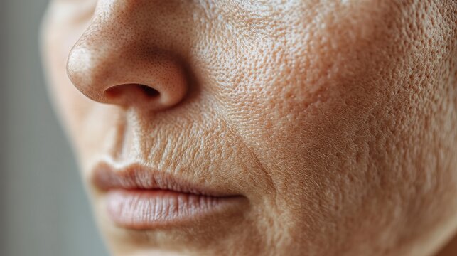 Close-up of skin revealing wrinkles and dullness linked to high sugar intake