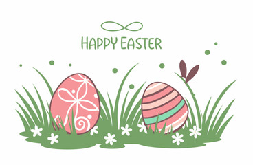 easter greeting card with eggs and bunny. A charming element to brighten up any design