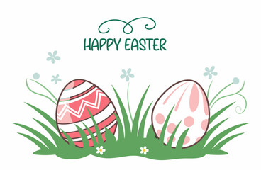 easter greeting card with eggs and bunny. A charming element to brighten up any design