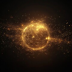 Obraz premium Golden Global Network Connection.