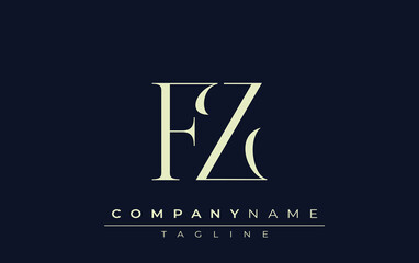 FZ abstract Logo. Elegantly Designed Minimalist Monogram Logo with Stylish Lettering. Sophisticated and sleek minimalist monogram showcasing unique lettering design.