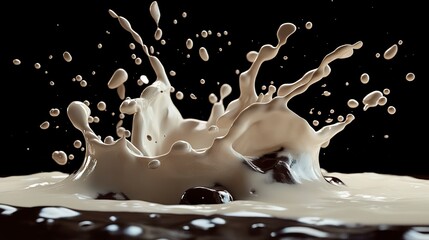 Chocolate splashes into creamy milk, creating a delightful cascade of flavor and texture