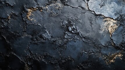 Fototapeta premium Abstract black and gold textured surface with cracks and rough patterns