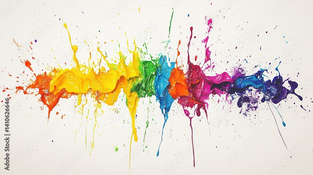 Aufkleber vibrant splatter of paint on canvas showcases a dynamic abstract pattern of bright colors blending s