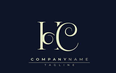 HC abstract Logo. Elegantly Designed Minimalist Monogram Logo with Stylish Lettering. Sophisticated and sleek minimalist monogram showcasing unique lettering design.
