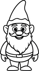 Cute Cartoon Gnome Illustration with Beard and Pointed Hat