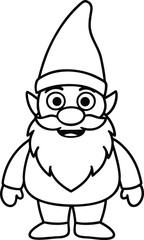 Cute Cartoon Gnome Illustration with Beard and Pointed Hat