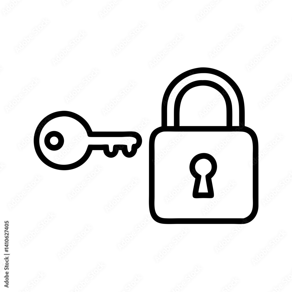 Poster key and lock icon representing security and access