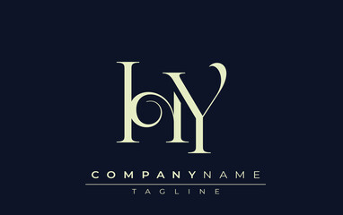 HY abstract Logo. Elegantly Designed Minimalist Monogram Logo with Stylish Lettering. Sophisticated and sleek minimalist monogram showcasing unique lettering design.