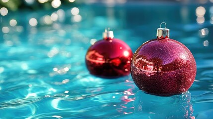 Christmas Ornaments in the Swimming Pool