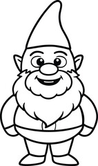 Cute Cartoon Gnome Illustration with Beard and Pointed Hat
