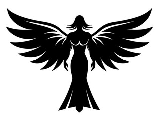 Angel Silhouette Vector Design, Angel SVG Clipart, Heavenly Figure Icon